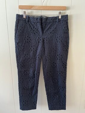 J. Crew Navy Eyelet Cropped Cafe Capri Pants